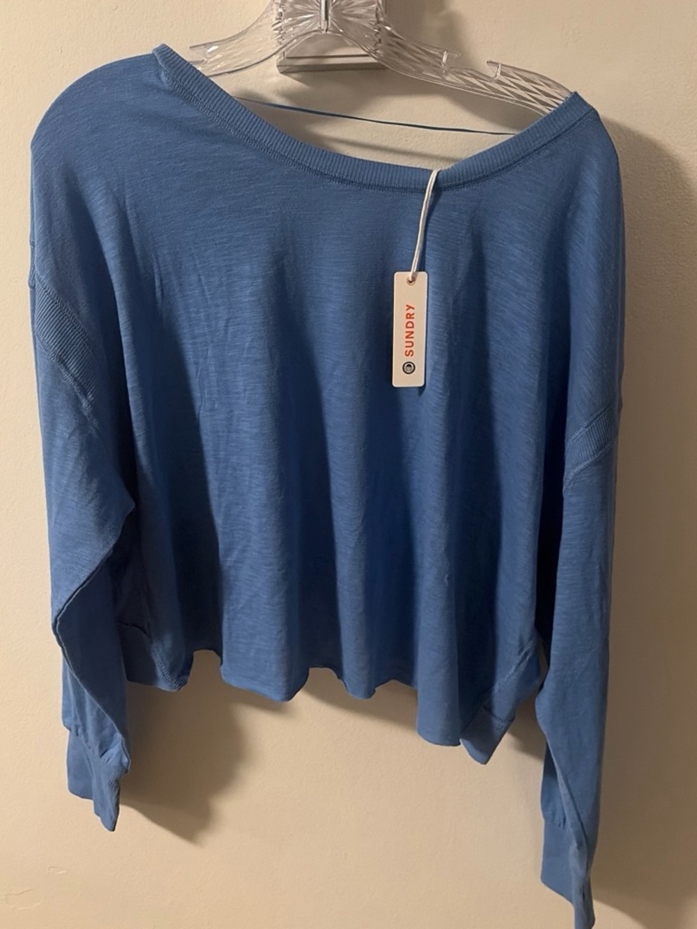 Sundry Soft Slate Blue Relaxed Long-Sleeve Tee